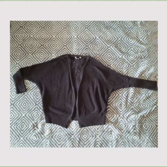 Gef Black Knitted Cotton Cardigan - Open Front - Size Unica (S, M, L) - Picture 1 of 6